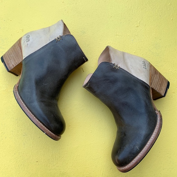 BED STU Isla two toned leather ankle booties boots heels 8.5 distressed - Picture 5 of 12